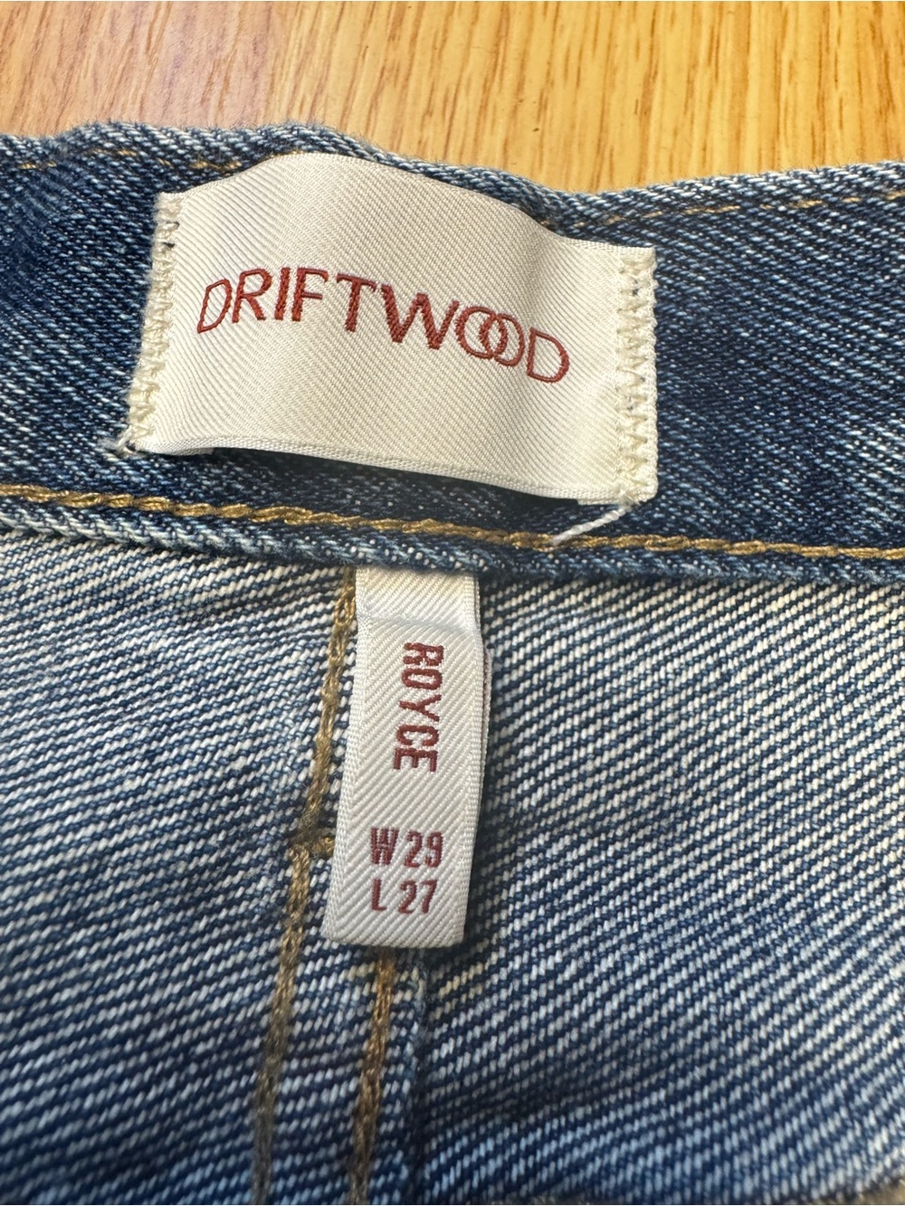 DRIFTWOOD Blue Denim High-Rise Jeans with Multicolor Embroidered Bird - Picture 7 of 8